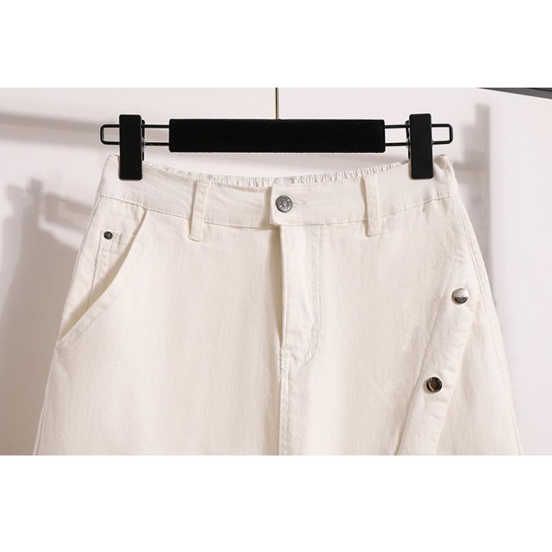 DIMANAF Übergröße 2025 Lässige Damen Jeans Shorts Hosen Sommer Locker Basic Hohe Taille Hosen Elastischer Bund