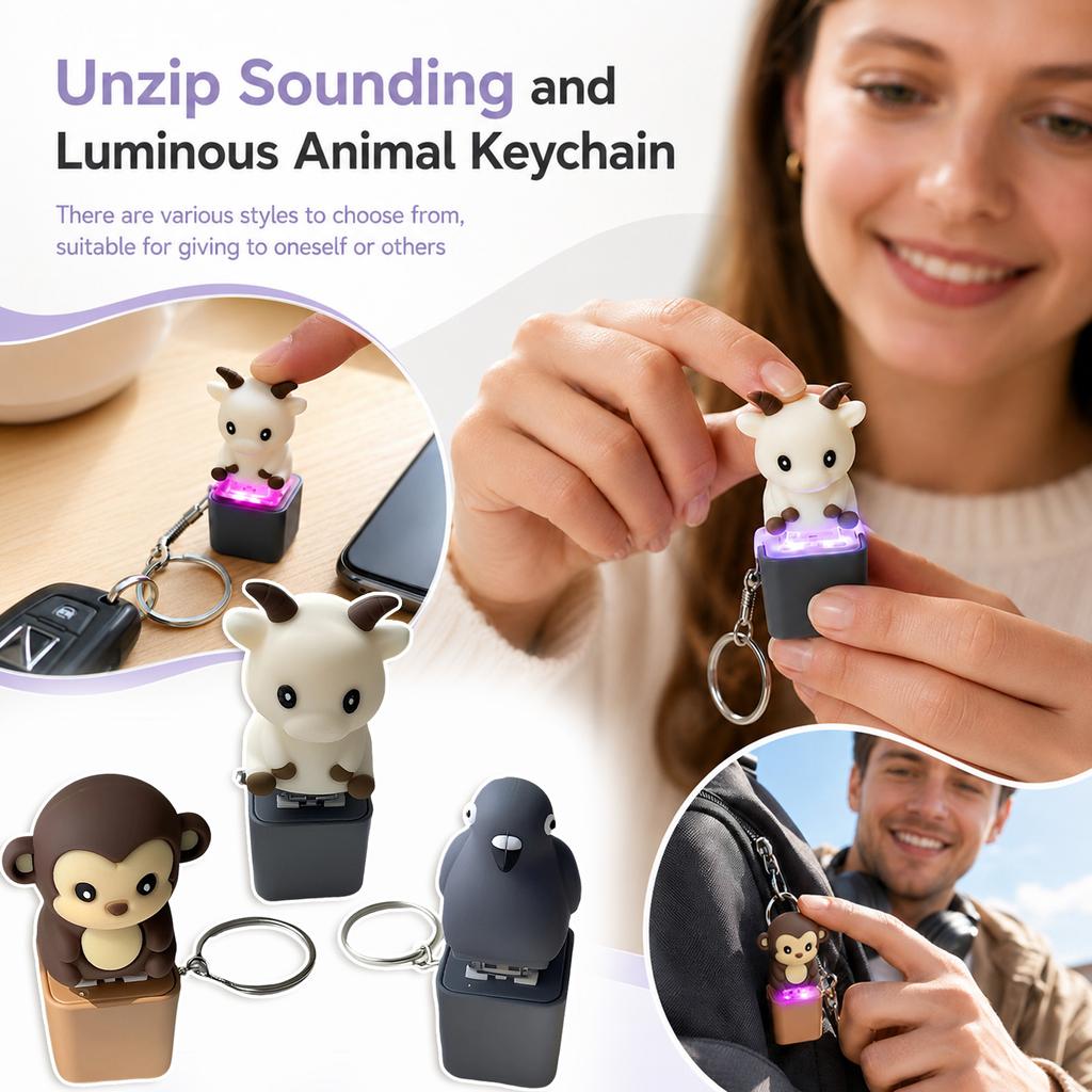 Animal Keychain with Light and Sound for Sensory Play