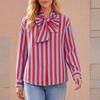 Camicia a maniche lunghe a righe da donna con vestibilità ampia - Blusa casual autunnale per l'uso quotidiano