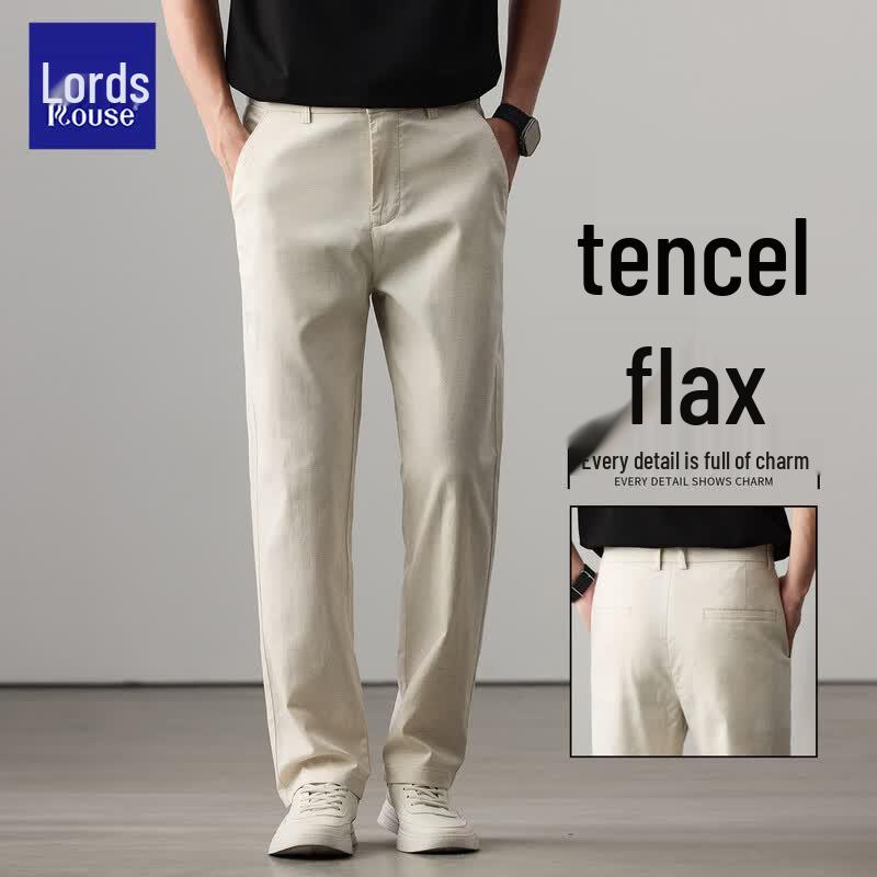 

Roth Men s Tencel Linen Blend Breathable Straight-Fit Casual Business Pants 38