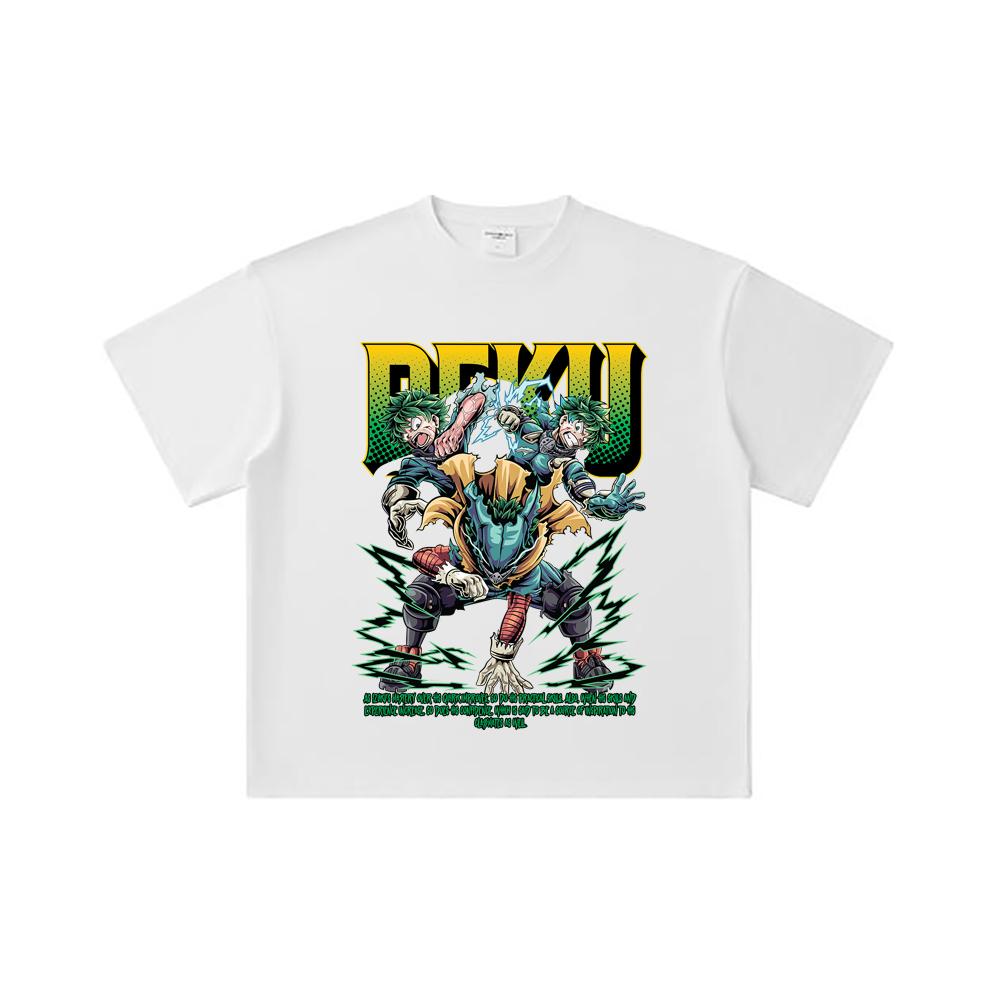 260 GSM Double Yarn 32 Count 100% Cotton My Hero Academia V15 Deku Print Unisex Heavy Cotton T Shirt