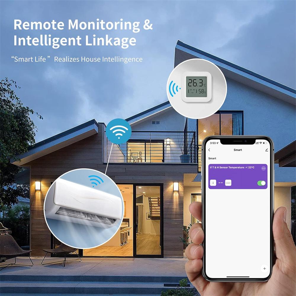 Tuya Temperature Humidity Sensor Mini LCD Digital Display Compatible with Bluetooth APP Remote Control Thermometer Hygrometer