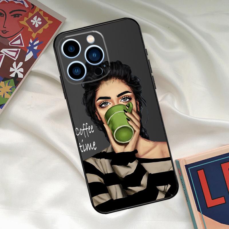 Fashion Girl Art Phone Case For iPhone 16 15 14 13 12 11 17 Pro Max 15 16 Plus 12 Mini 16e 17 Air Funda Cover