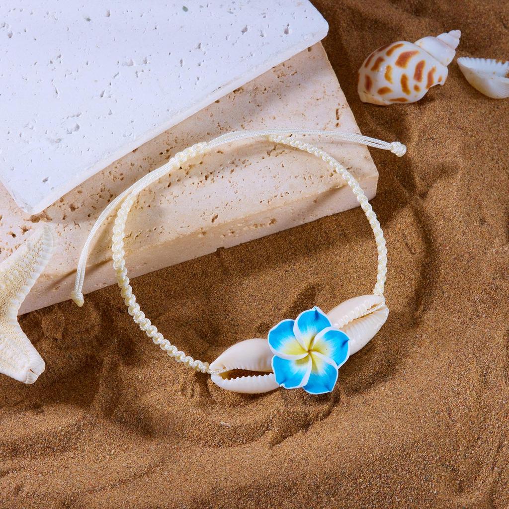 Handmade Soft Clay Flower Shell Braided Bracelet – Fashionable and Versatile