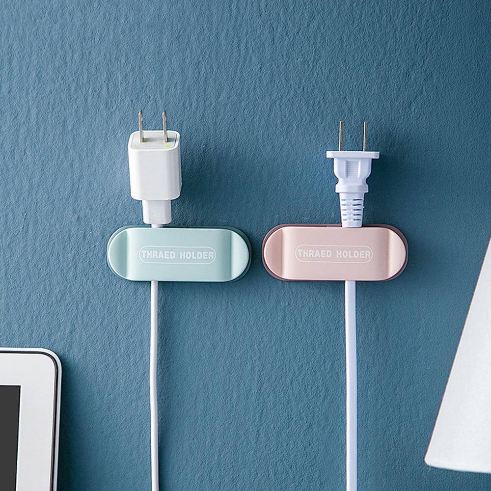 4pcs/pack Wall-Mounted Power Cable Clamps Fixer Strip Punch-Free Cable Hangers Management Clips For Wall And Table Mounting