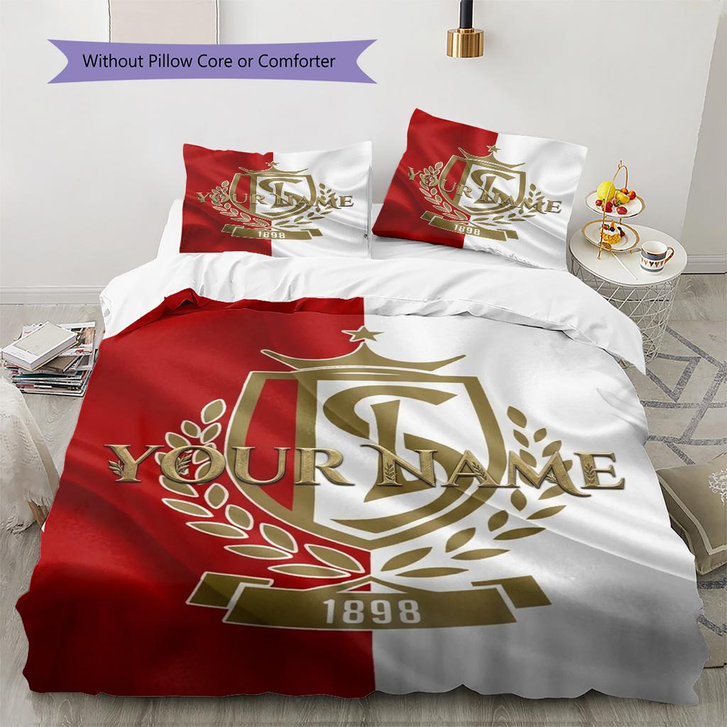 Crest Legacy Custom Name Pattern Bedding Quilt Set Quilt Cover Pillowcase Home Birthday Gift(1 * duvet cover + 2 * pillowcase, without core)
