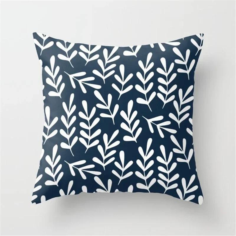 New Deep Blue Nordic Geometry Double-Sided Printed Pillow Cover Short Plush Suitable Living Rooms Bedrooms Throw Cushion Cover