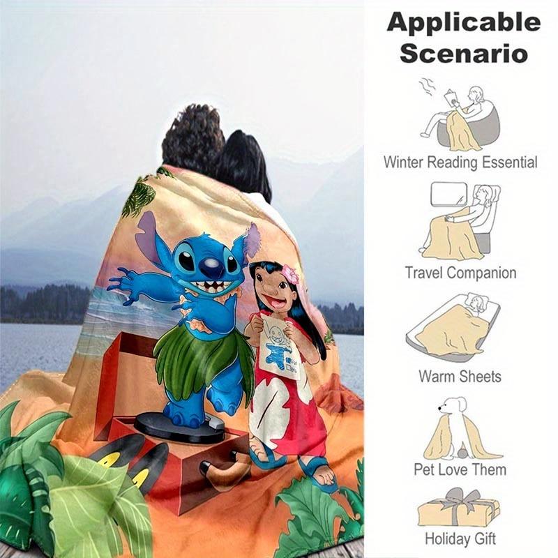 1pc Stitch Printing Blanket - Soft, All-Season Throw for Office Blanket, Personalized Gift with Adorable Cartoon Design