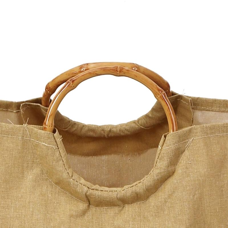 Wasserdichter Baumwoll-Faltkorb mit stabilen Bambusgriffen Vielseitige Aufbewahrung für Kleidung Spielzeug Haushaltsartikel Top-Angebot