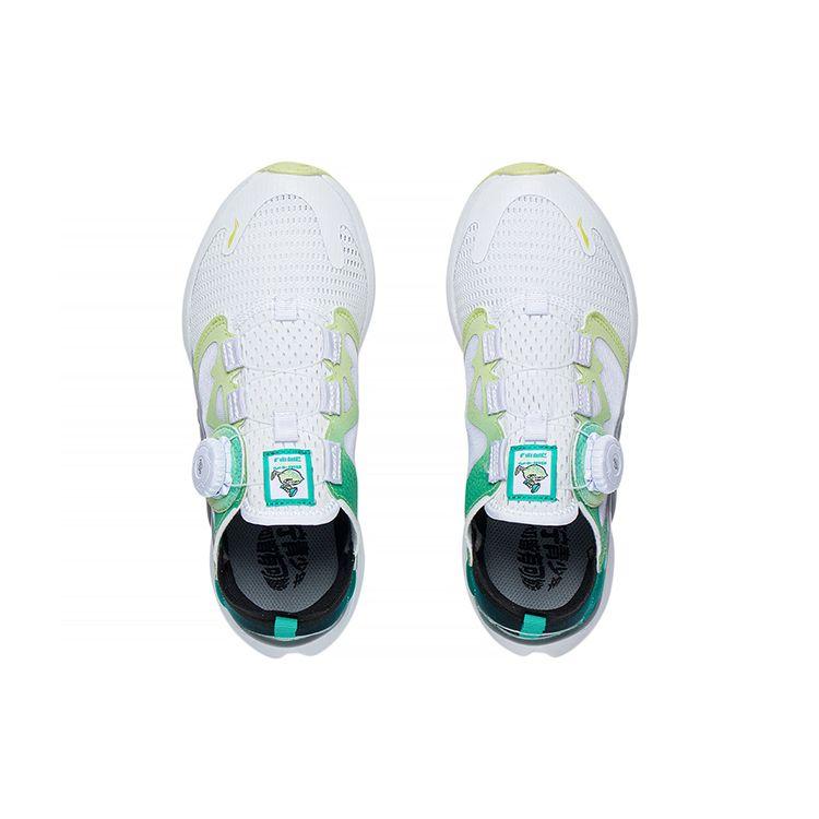 Li Ning Pantofi sport pentru copii Canglan Probar Loc, ușori, cu absorbție a șocurilor, antiderapanți, cu talpă joasă, sport pentru copii, alb, verde, YKFS022-51