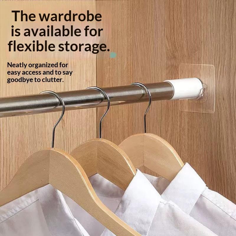 4 Pcs Transparent Adhesive Curtain Rod Brackets No Drilling Strong Load Bearing For Bathroom Bedroom Home Use