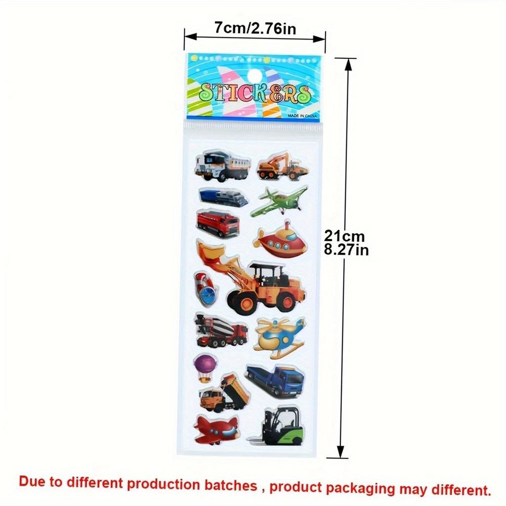 12pcs Vehicle Stickers Cars Fire Trucks Traffic Construction Buses Airplane Rocket and More 3D Puffy Stickers for Living roomZSY