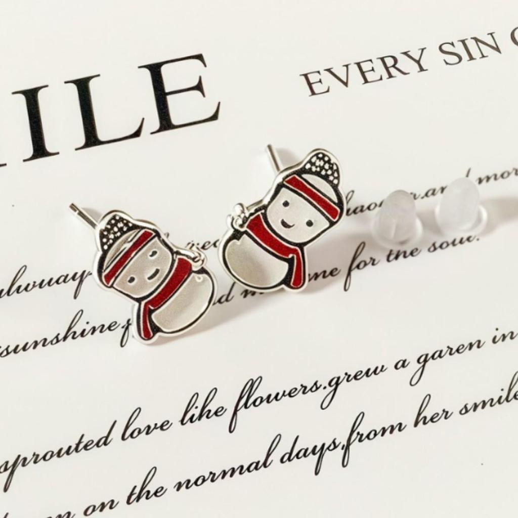 European Elk Snowman Christmas Earrings