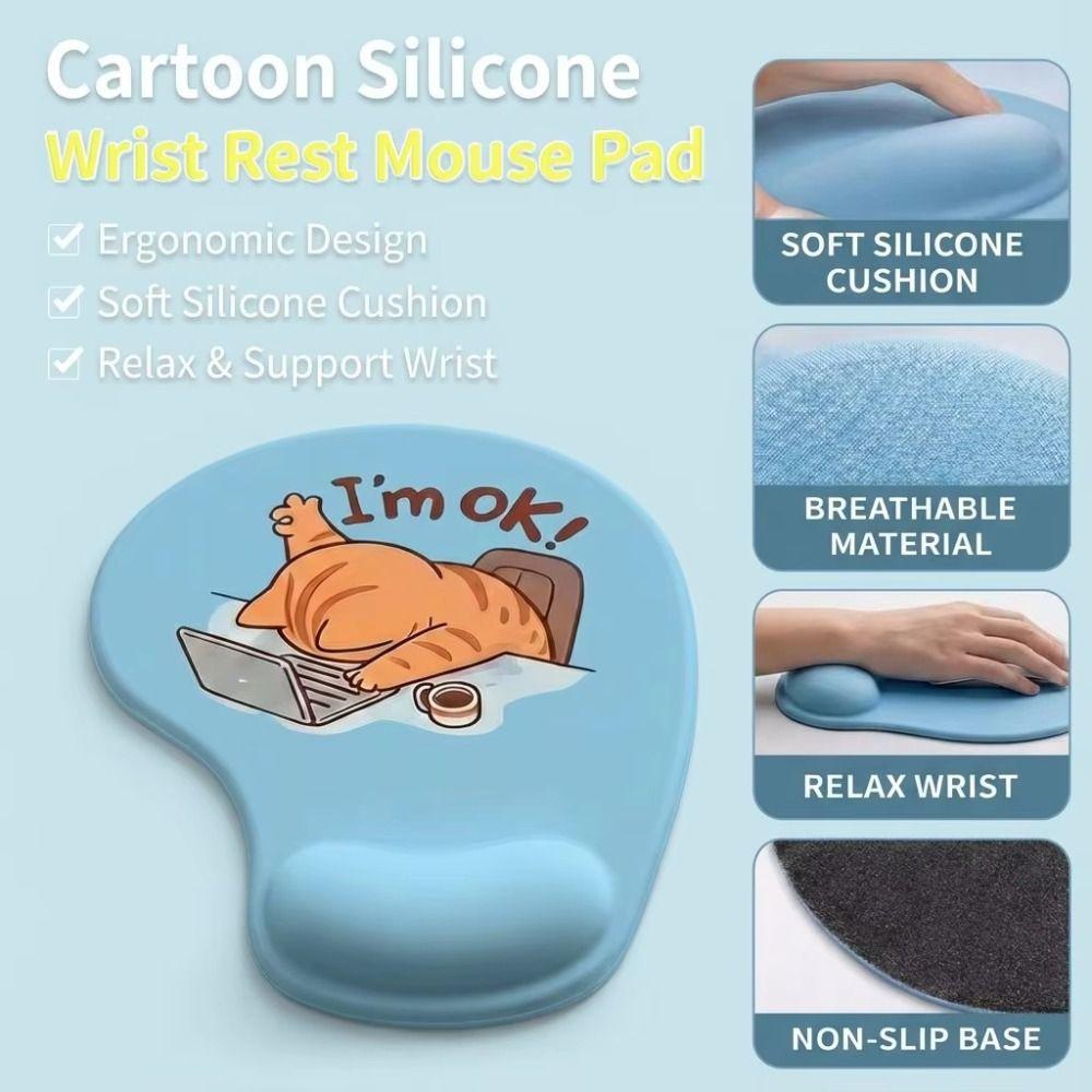 Comfortable Cat Mouse Mat Cute Cartoon Wrist Support Pad Animal Mouse Pad Home Office