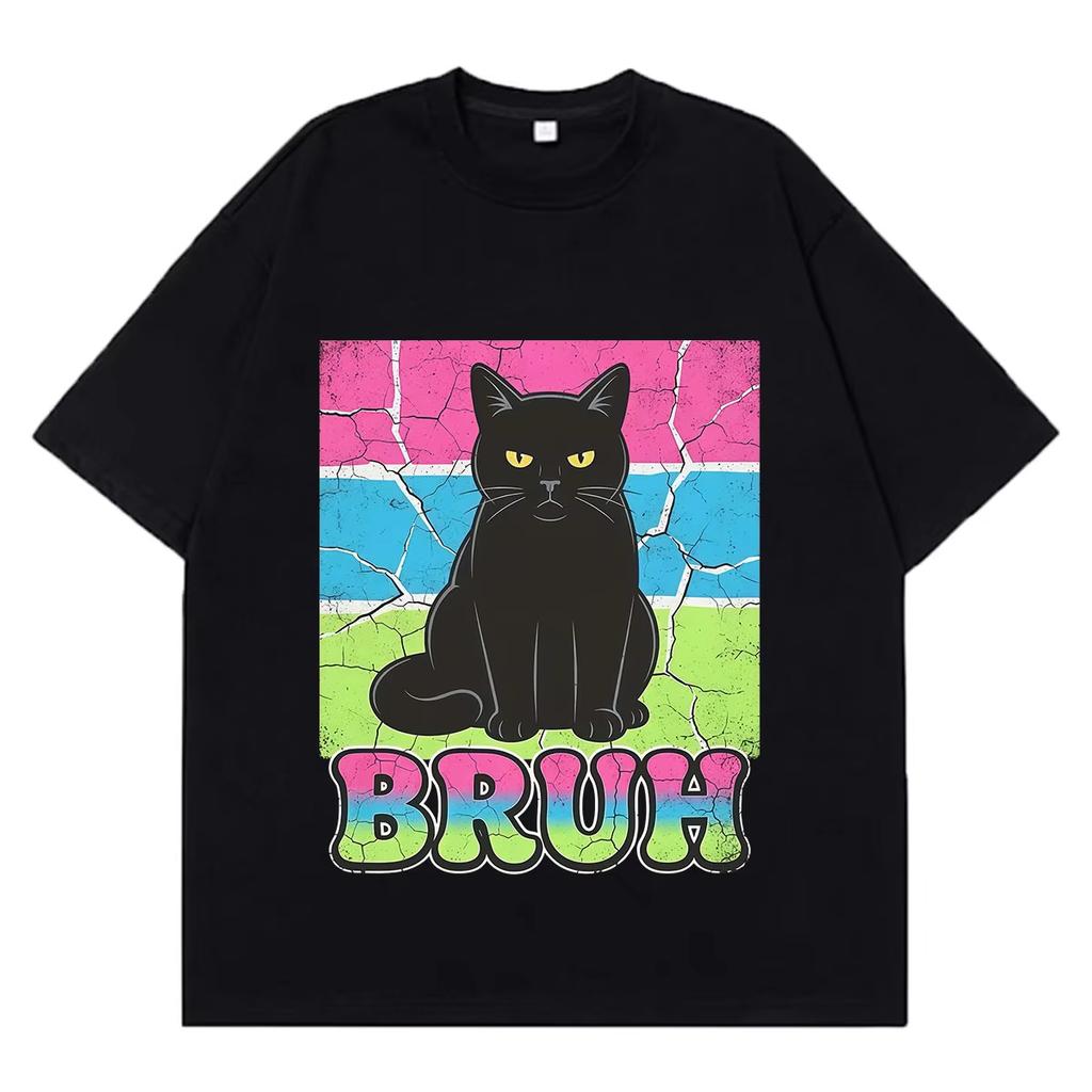 Summer Hot Sale Funny Cat Meme Tshirt Unisex Unisex Fashion Hip Hop Tshirt Shortsleeved Loose Casual Cotton Oversized Clothing