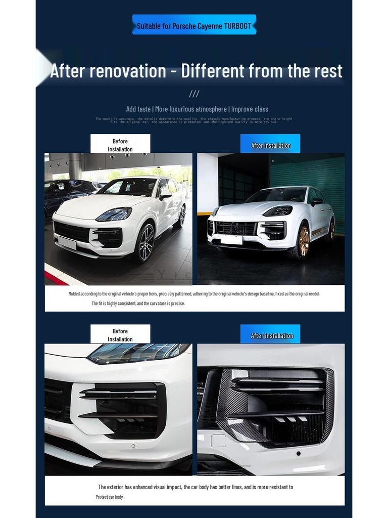 2024 Porsche Cayenne Turbo GT Dry Carbon Fiber Front Lip & Splitter