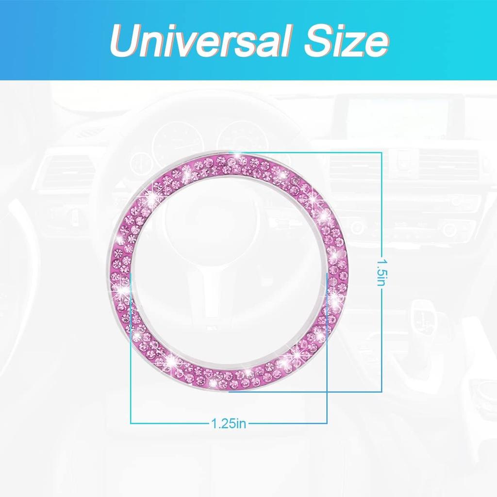 AUKEPO Car Shiny Crystal Rhinestone Engine Start Ring Decal,2 Pack Car Button Start Button Cover/Sticker,Key Ignition Knob Shiny Ring,Shiny Car