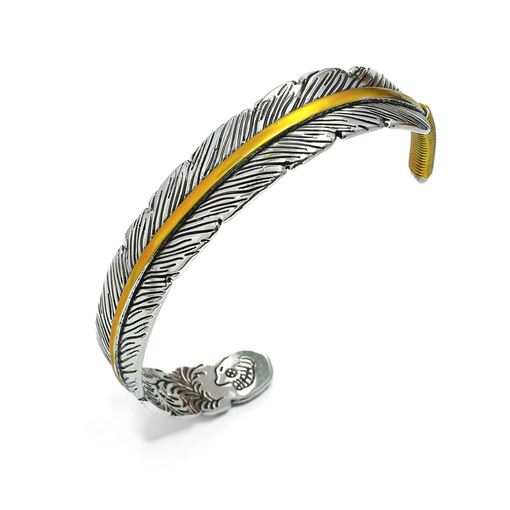 New retro men's personality creative design feather bracelet opening adjustable size