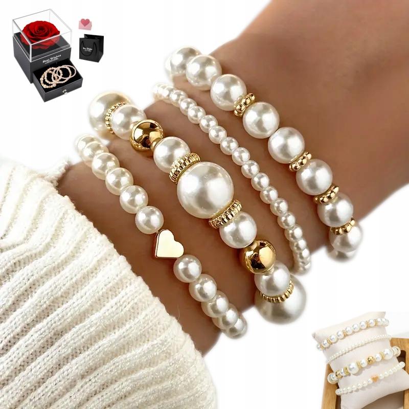 Women' Pearl Bracelet 4 Pieces SET Pearls Set PEARLS Wedding