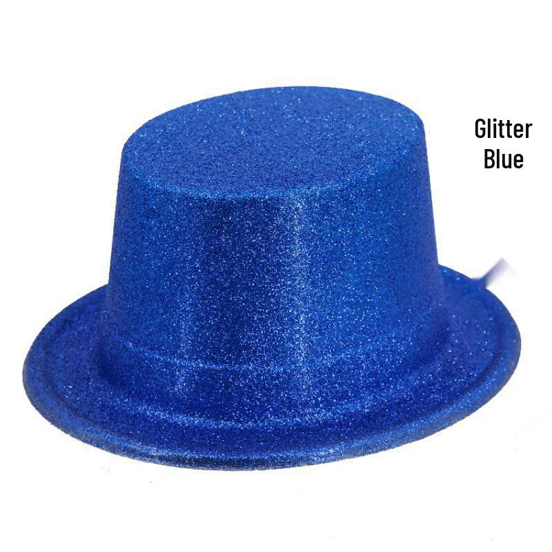 Elegant Green & Black Top Hat with Gold Powder for Adults & Kids, Unisex Magician & Jazz Style.
