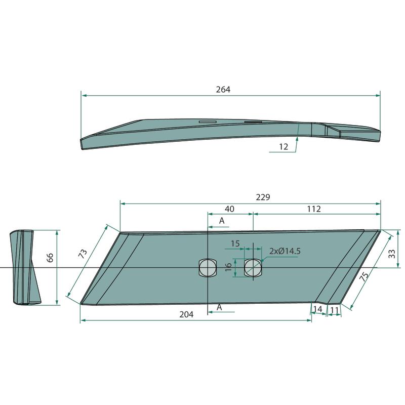 Kverneland 63090 left share replacement chisel 063090B KK063090B