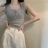 Weste für Damen für draußen Sommer Koreanischer Stil Einfarbige Innengewinde Kleine Träger Hohe Taille Hot Girl Vielseitiges kurzes ärmelloses Oberteil