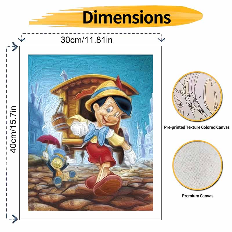 disney pinocchio and jiminy cricket digital oil painting hand painting kit diy home decoration