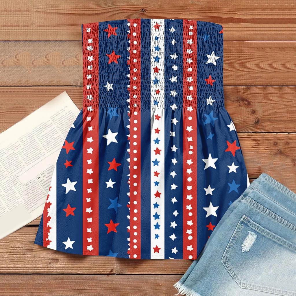 Summer Tube Tops For Women,Cute Sexy Off Shoulder Print Sleeveless T-Shirt