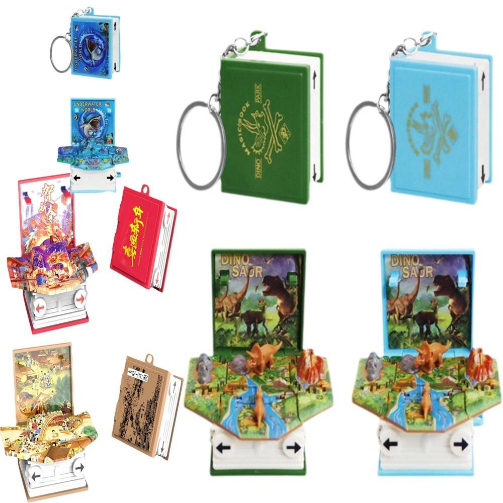 Party Favors Pop Up Keychain Dinosaur World Scene 3D Dinosaur Toys Fashion Dinosaurs Figures Book