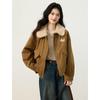Women's Retro British Style Lapel Fleece-Lined Short Jacket