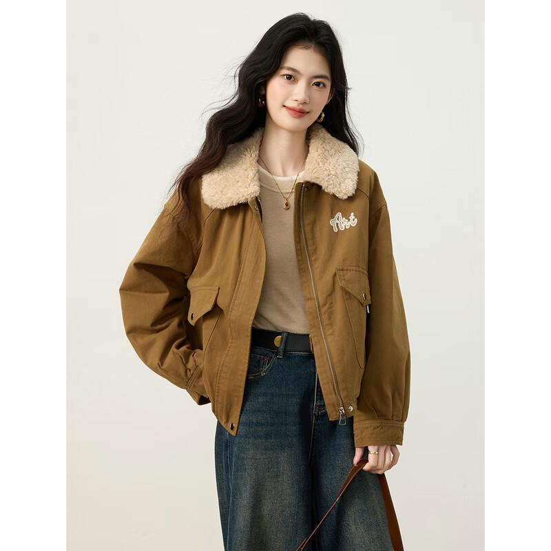 Women's Retro British Style Lapel Fleece-Lined Short Jacket