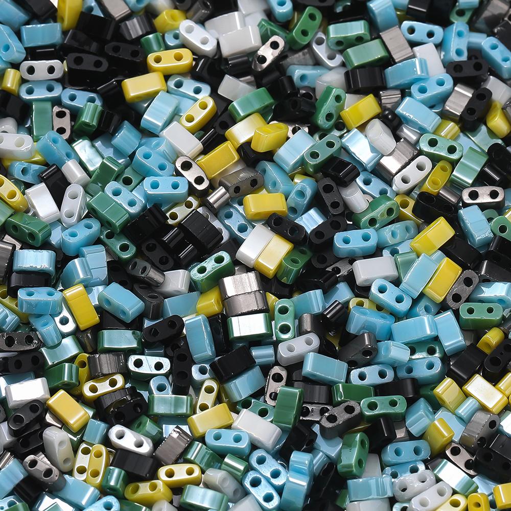 100pcs Double Hole Czech Glass Seed Beads Colored Spacer Loose Beads for DIY Necklace Bracelet Earring Jewelry Making Supplies