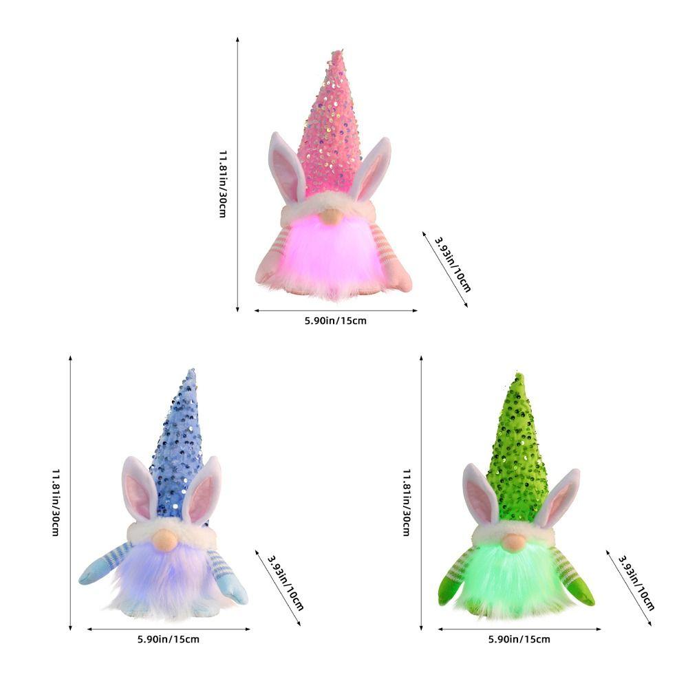 Plush Sequins Rabbit Doll Luminous Happy Easter Decoration  Holiday Festival Decor