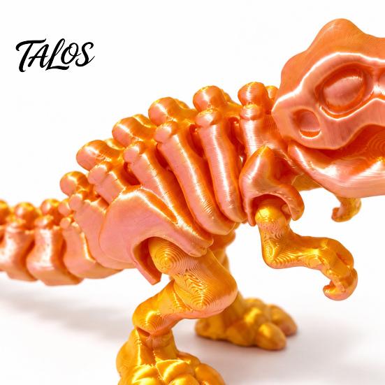 3D Printed Dinosaur Toy Articulated Tyrannosaurus Rex Skeleton Figurine, T-Rex Model with Poseable Action Figure Movable Joints, Dino Educational for