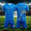 Hot Selling Fashion Summer New # Ronaldo #7 Football Jersey Sports Breathable Short Sleeved T-shirt+shorts Set Family Kids Tees