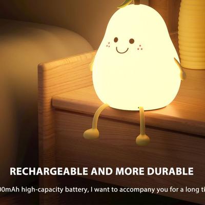 New! Cute Smile Pear Shape Silicone Led Night Light Usb Charging Color-changing Eye Protective Bedside