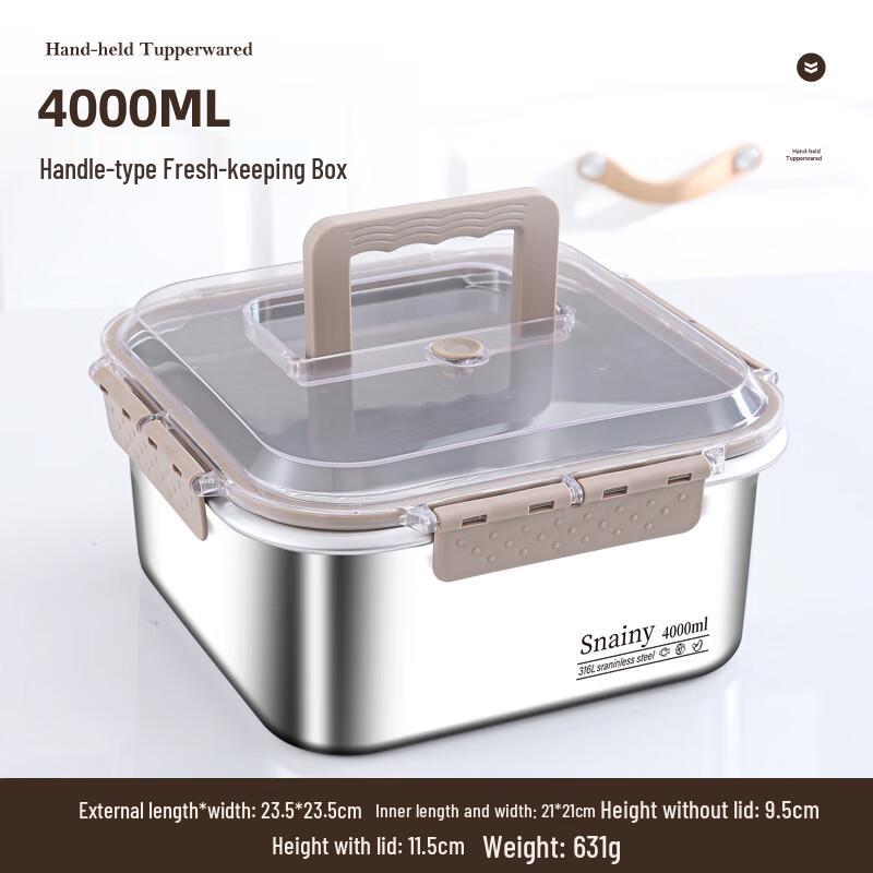 316 Stainless Steel Food Storage Container with Handle
