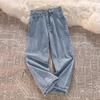 Jeans Donna Regolabili Vita Alta Chiari - Estivi Sottili Vestibilità Larga Stile Gamba Larga