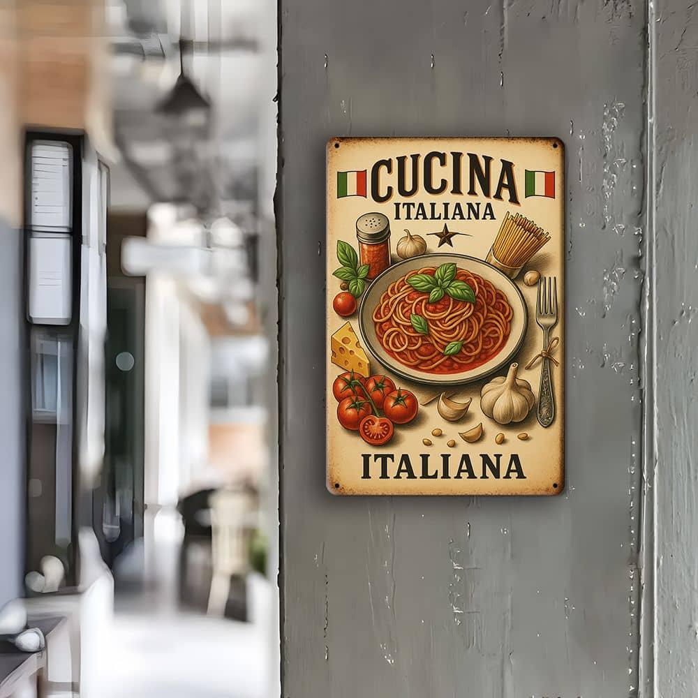 "Spaghetti Carbonara" Metal Sign - Vintage Italian Cuisine Decor for Kitchen & Bar Walls