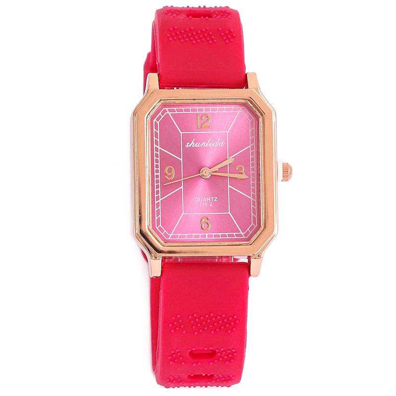 Fashion Versatile Ladies Watch Rectangle Casual Silicone Strap Quartz Watch Schoolgirl Watch