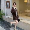 Versatile Shawl Hoodie Skirt Set for Women - Autumn 2026, Korean Style, Round Neck Top with Slimming Short Skirt