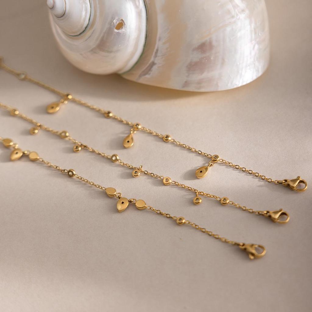 18K Gold Plated European & American Zircon Anklet - Simple, Colorfast Design