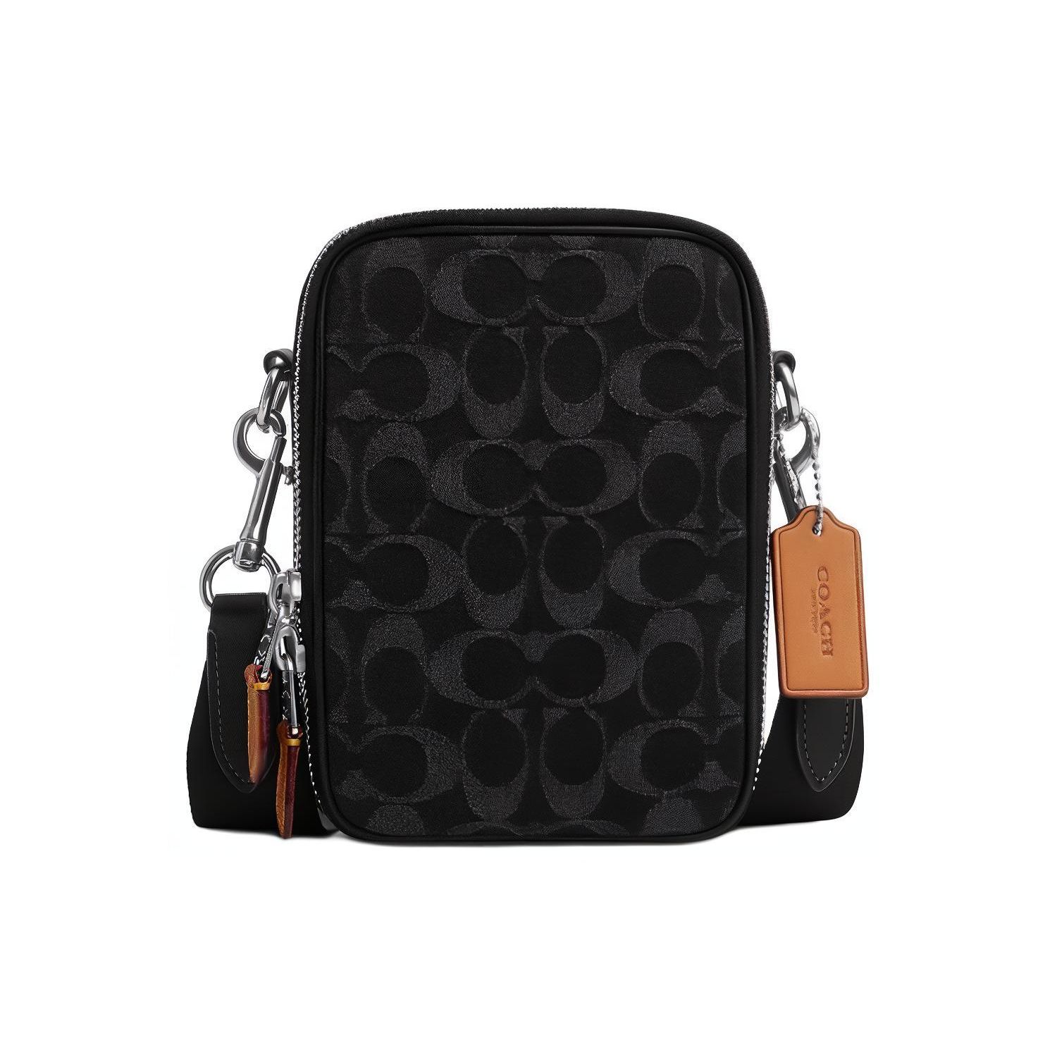 

Coach Stanton 12 Classic Logo Zipper Closure Fabric With Leather Mini Crossbody Bag Unisex crossbody bag Black CO946-SVBK Gift Box Sets (Basic Set+Black Box)