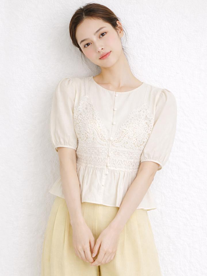 Sally Lace Bustier Blouse_I5B-Cbl009 Sky Blue/Free