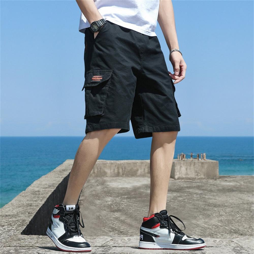 M-5XL Brand Men Trend Cargo Shorts Men's Letter Print Pocket Shorts Summer New Fashion Casual Straight Shorts Male Ropa Hombre