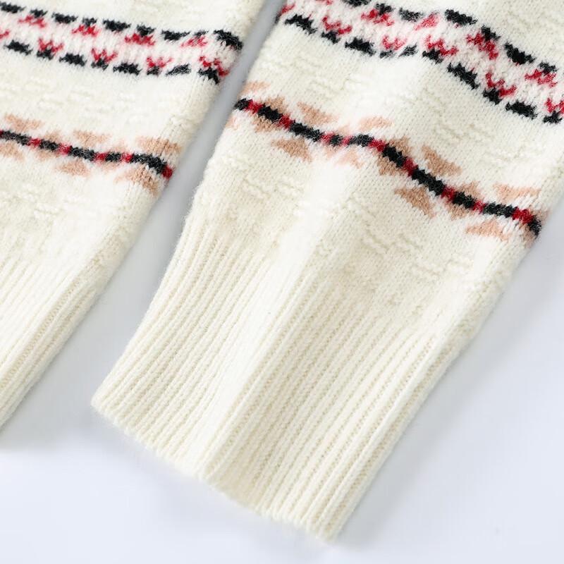 JOW Men's Heavy Jacquard Striped Pure Wool Sweater