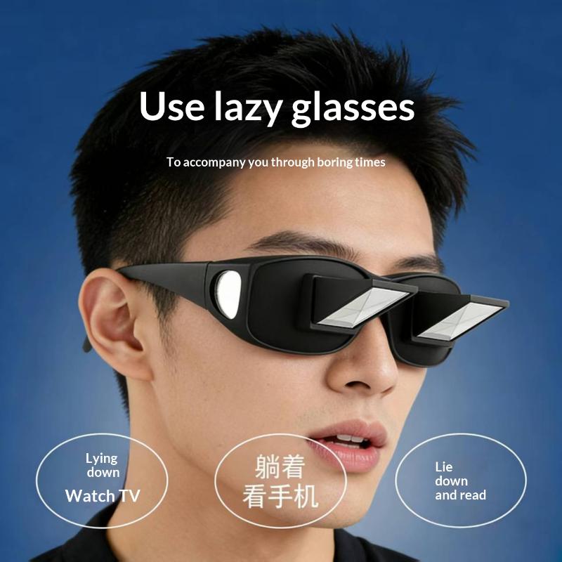Lightweight Lazy Prism Reading Glasses Durable Horizontal Lie View Eyewear Black 1PC for Daily Home Leisure Use