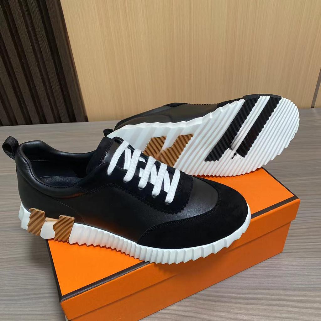 H Home Herren Leder Freizeitsneakers Schwarze Kleine Weiße Schuhe Paar Atmungsaktives Netz Herrenschuhe