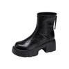 Mode Plateauschuhe Stiefeletten 2025 Herbst und Winter runde Spitze mittlerer Absatz Reißverschluss hinten vielseitige britische Martin-Stiefel Damenstiefel