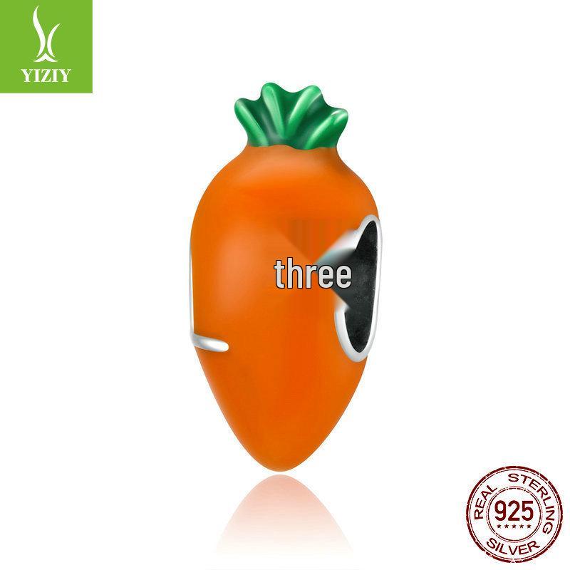 

Yin Ziyun Carrot 925 Silver Beads Oil Drop Color Vitality Bracelet SCC1591 Loose Beads